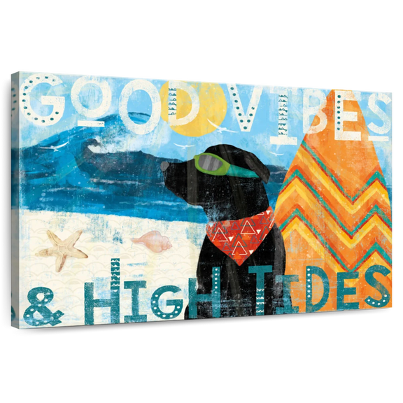 Elephant Stock Good Vibes Ii Wall Art - Horizontal Canvas Wall Art - Living Room Wall Decor - Inspirational And Typography Canvas - Beige And Brown Decor By Veronique Charron - 12" x 8"