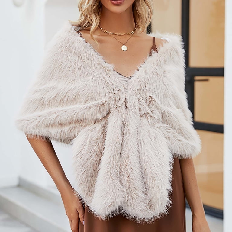 UTSJKR Women's Faux Fur Shawl Luxury Fur Shawls and Wraps for Evening Dresses Bridal Faux Fur Wrap for Bride and Bridesmaid Beige - Walmart.com UTSJKR Women's Faux Fur Shawl Luxury Fur Shawls and Wraps for Evening Dresses Bridal Faux Fur Wrap for Bride and Bridesmaid Beige - Walmart.com