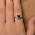 thumbnail image 4 of oval alexandrite promise ring 14K Solid White Gold Ring June birthstone color changing halo wedding ring, 4 of 4