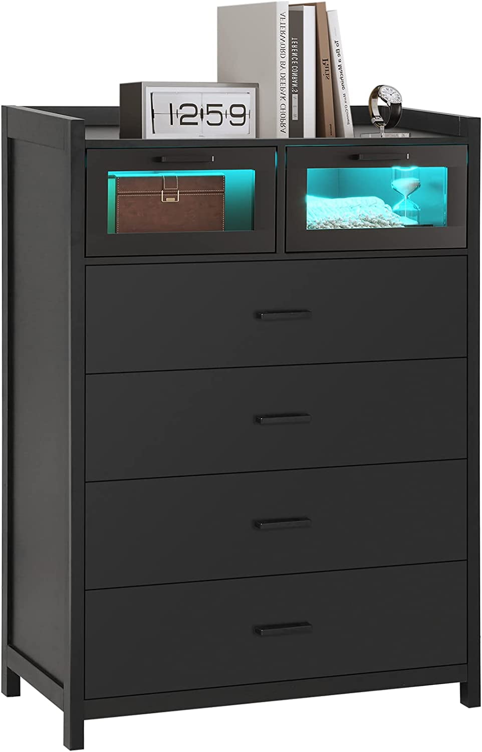 EPHEX 6 Drawer Dressers for Bedroom, Chest of Drawers with LED Lights