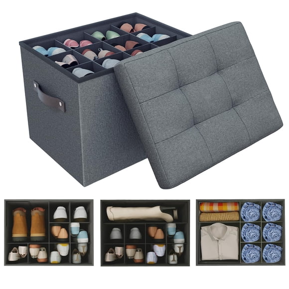 Organizador de zapatos Storage Ottoman Hoiwio con divisores ajustables