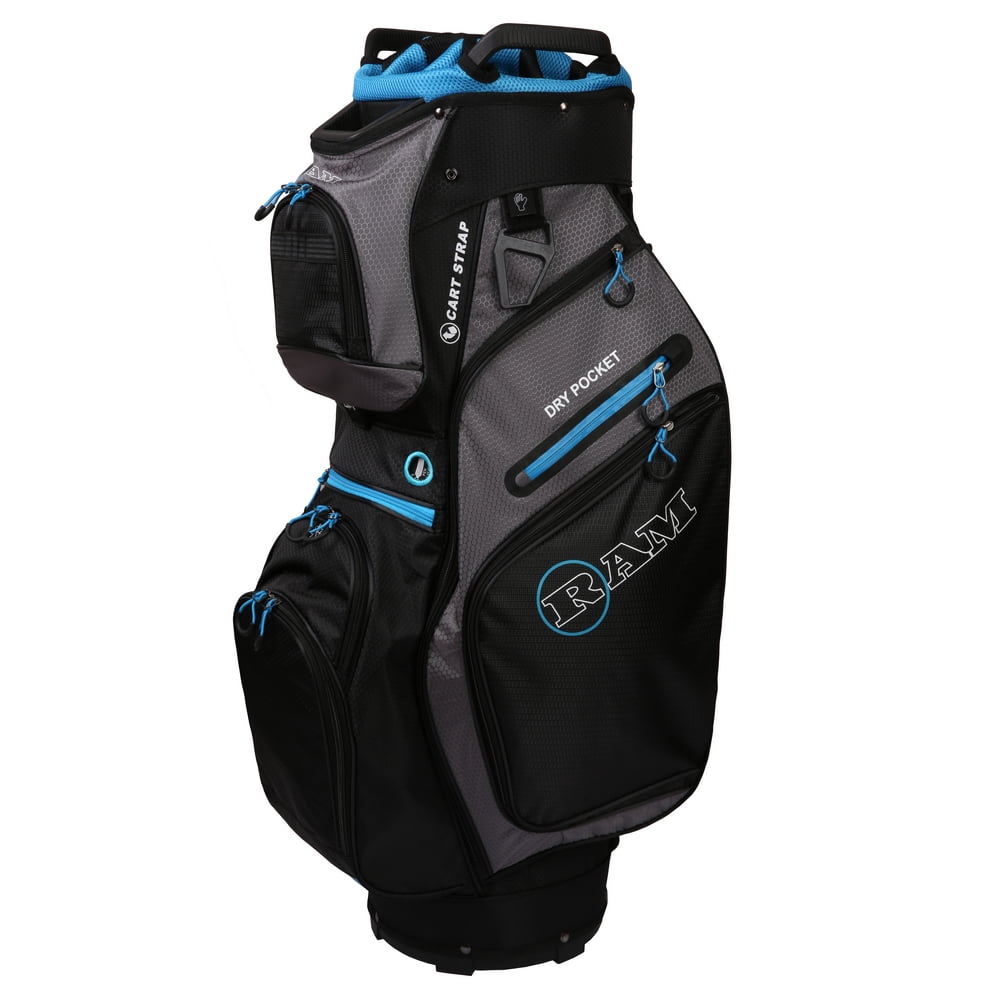 Ram Golf FX Deluxe Golf Cart Bag with 14 Way Dividers Black/Grey/Blue