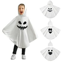URMAGIC Toddler Baby Boys Girls Halloween Costume White Ghost Face Cloak Cape Party Cosplay Robe Ghost Costume 1-6T
