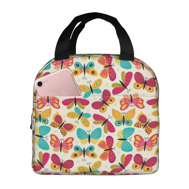 Easygdp Colorful Butterflies Bolsa Térmica Premium - Tela Oxford Impermeable, Gran Capacidad, Bolsillo Frontal, Unisex para Trabajo, Escuela, Actividades al Aire Libre y Picnics