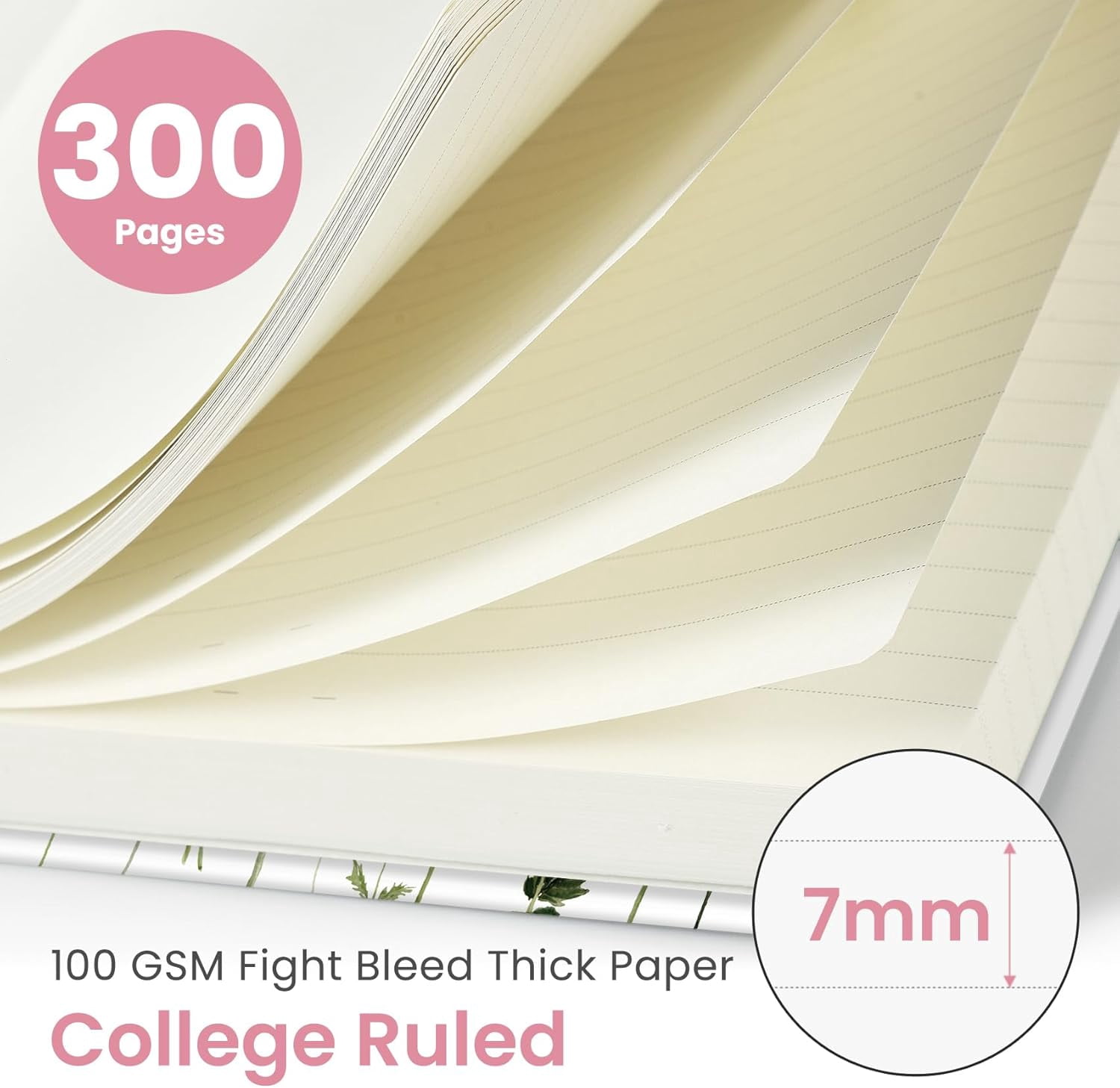 Ahot  Notebook Journal for Work, 300 Pages Thick B5 (7.1"x10") College Ruled Journal for Women & Writing, Hardcover Notebook for Note Taking, Perfect for Office Home School Supplies, Floral