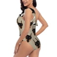 thumbnail image 6 of Balery Cute Black Dog One Shoulder Swimsuits for Women Ruffle Swimsuits Tummy Control One Shoulder Bathing Suits-Medium, 6 of 8