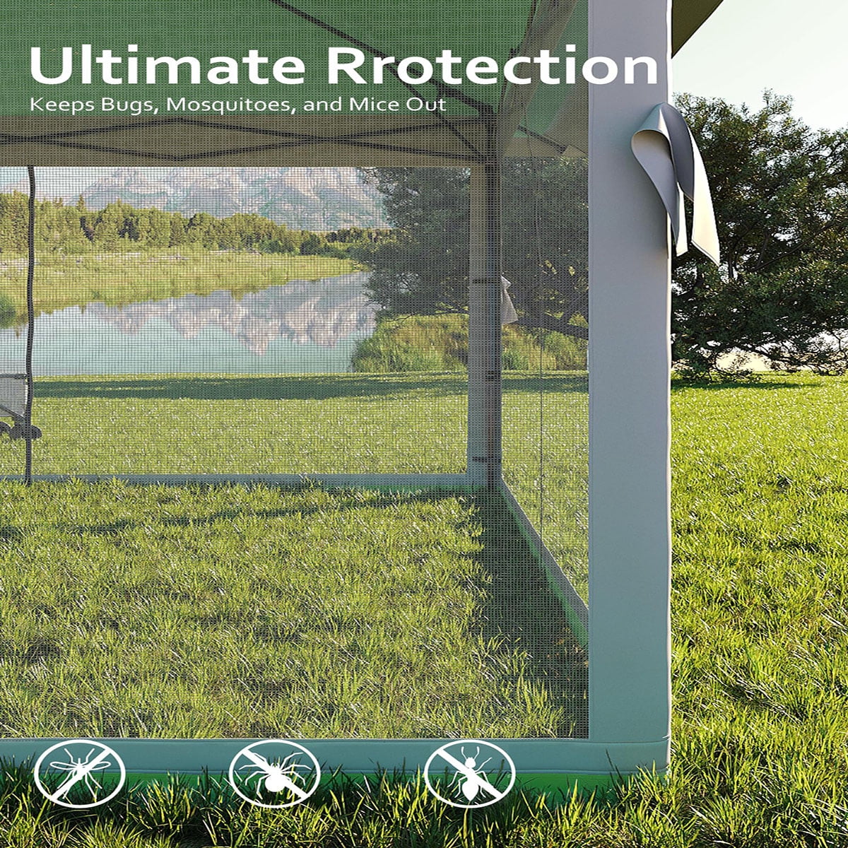 Ataucjin 13x13  Gazebo, Outdoor Canopy Tent with Mosquito Net, Height Adjustable Canopy Gazebo, Large Shade Tent for Camping, Lawn, Backyard, Garden, Patio