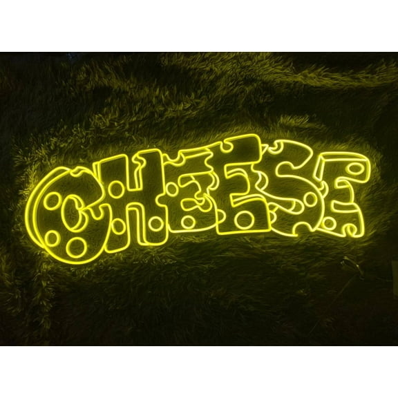 Glowneon Cheese 3D Typography Line Art Neon Sign