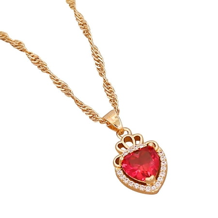 

Egmy Ladies Multicolor Love Necklace Crystal Clavicle Chain Pendant