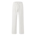 thumbnail image 4 of Baqcunre Trousers Pants for Women Casual Solid Color Loose Pockets Elastic Belt Waist Pants Long Trousers Womens Fashion Women's Pants Womens Pants Womens Clothes White XXL, 4 of 6