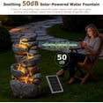 thumbnail image 4 of 5-Tier Rock Solar Water Fountain Outdoor Garden, 36.2''Tall Cascading Natural Solar Powered Fountain Outdoor with LED Lights, Water Feature for Garden, Patio, Deck, Backyard Decor, 4 of 9