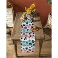 thumbnail image 4 of Blue Pink Dog Paws Prints Burlap Cotton Table Runner 13x60 Inches Long, Farmhouse Beige Wood Farmhouse Table Runners, Outdoor Dining Tablecloths Decor for Baby Shower/Party/Wedding, 4 of 6