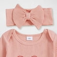 thumbnail image 4 of CAICJ98 Baby Girl First Birthday Outfit Newborn Infant Clothes Going Coming Home Outfit Ruffle Mitten Sweater Romper Cute Knit Jumpsuit (Pink,12-18 Months), 4 of 6