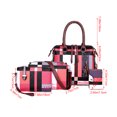 thumbnail image 2 of Aueoeo Women Stripe Synthetic Leather Handbags Tote Bag Shoulder Bag Top Handles Satchel Purse Set 4Pcs Red, 2 of 6