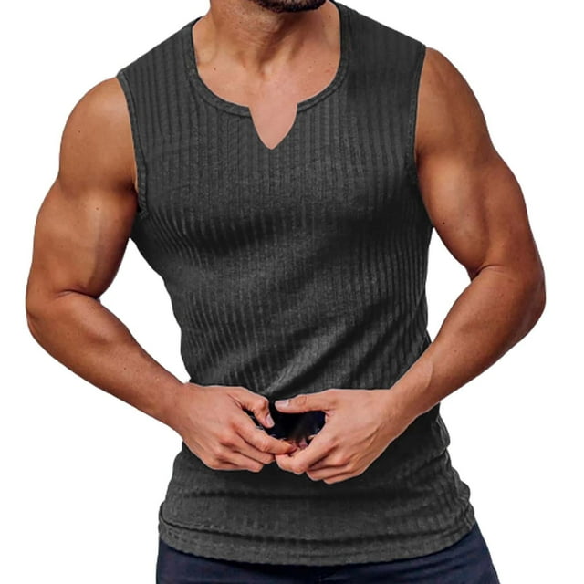 Cathalem Men's Running Tank Top Soft Performance Boxing Gym Shirts Plain Muscle Tee,Grey XXXL