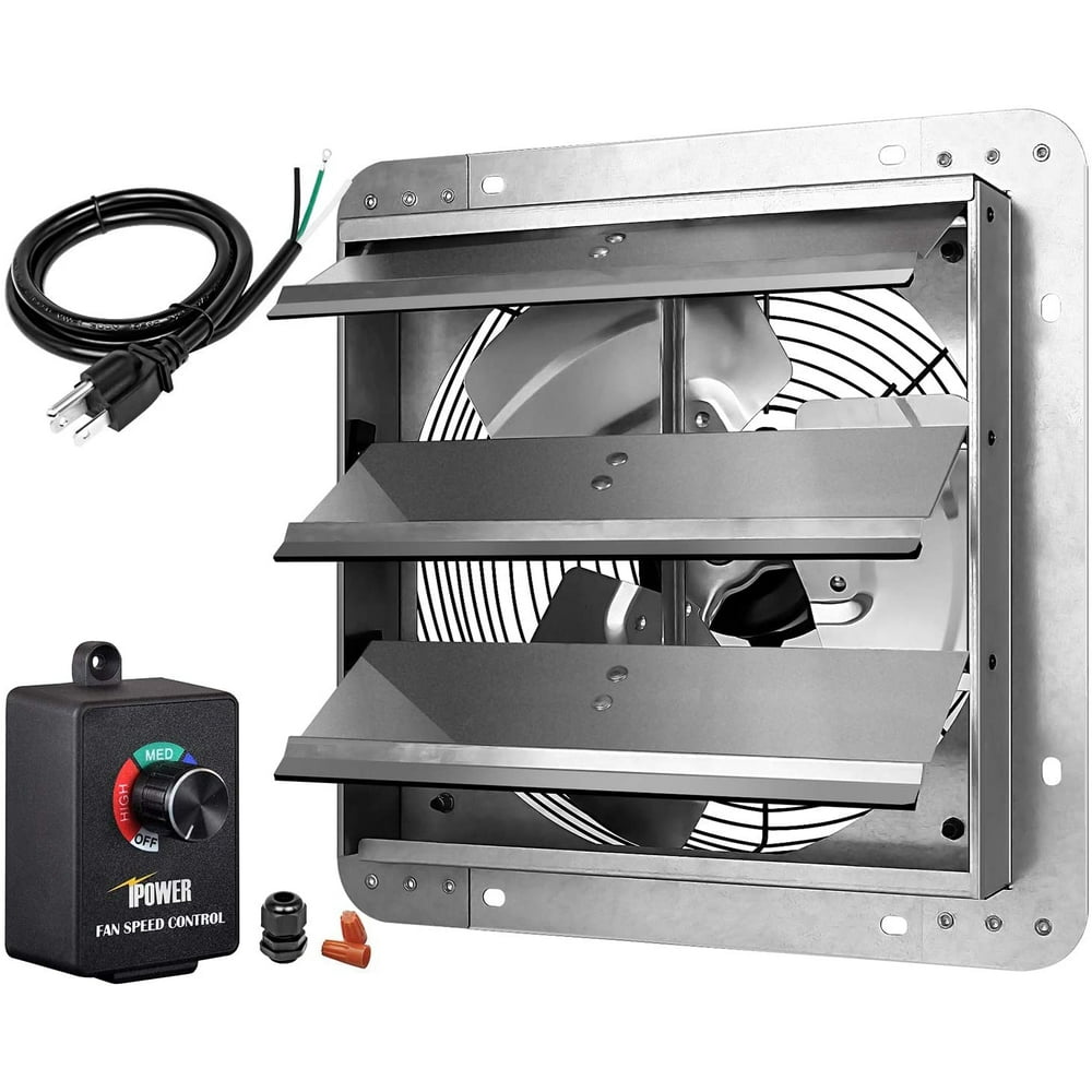 iPower 12 Inch Variable Shutter Exhaust Fan Aluminum with Speed