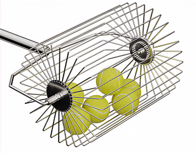 Large-capacity stainless steel roller tennis ball picker, pickball  picking wonder, portable metal picker, extendable metal tennis ball recycler, multi-functional ball collector