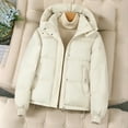 thumbnail image 4 of Women's Cropped Puffer Jacket with Hood Zip Up Warm Quilted Coat White XXL, 4 of 5