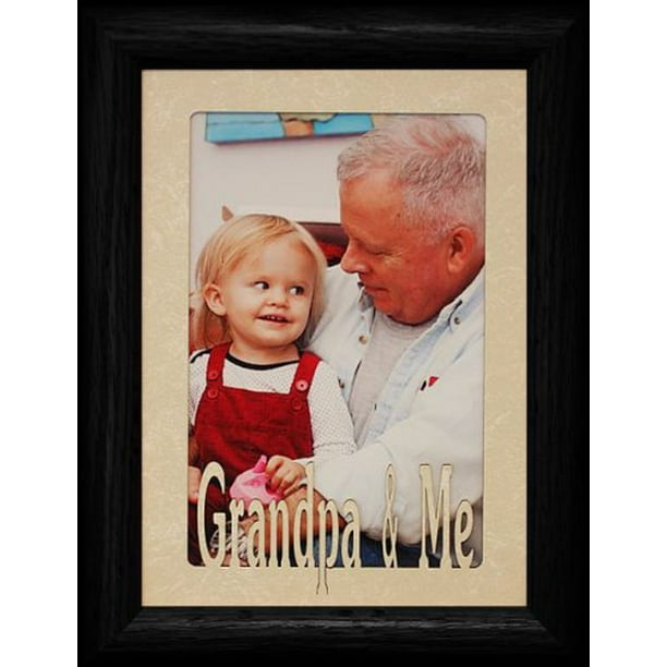 Grandpa & Me Portrait Picture Frame With Cream Marbled Mat Holds A