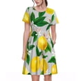 thumbnail image 1 of Balery Lemon Seamless Pattern Oil Painting Effect Vestidos sueltos de manga corta para mujer, vestidos de verano 2025, vestidos casuales de corte A con vuelo., 1 of 6