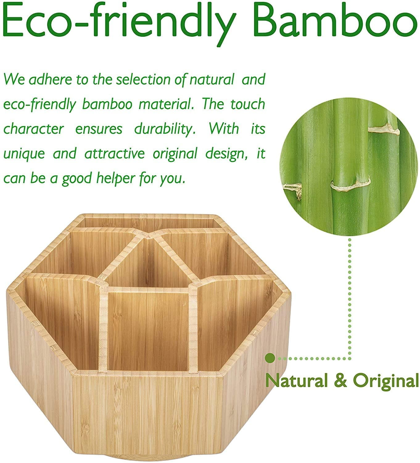 Art Caddy Organizer for Kids, Bamboo Rotating Organizer with 7