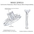 thumbnail image 5 of Rosec Jewels 6X8 MM Emerald Cut Lab Grown Diamond Bridal Ring Set - Gift For Women, 14K White Gold, US 7.00, 5 of 8