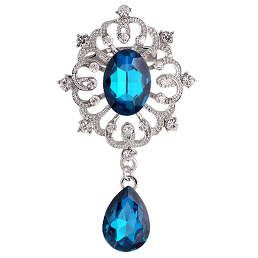 Women's Luxury Rhinestone Alloy Brooch Pin Large Waterdrop Pendent Party Hot