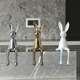 thumbnail image 4 of Brass Sitting Bunny, Ceramic Electroplate Rabbit Figurine, Sitting Gold Bunnies for Shelf, Easter Bunny Decorations, for Desk Cabinet Bookshelf Counter Home Hotel Bar Office Decor(White), 4 of 8