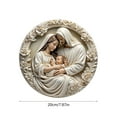 thumbnail image 3 of Wooden Wall Decor under $5! Xqxayjr Wooden Nativity Wall Hanging, Round Resurrection Decor, Religious Home Decor, Baptism Gift, Christian Wall Art, Christmas Nativity Scene, 3 of 6