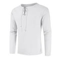 thumbnail image 6 of Zylarhe Men T Shirts Men's Solid Color T-shirt Loose Stand-up Collar Tie Long-sleeved Shirt Printed Long Sleeve, 6 of 9