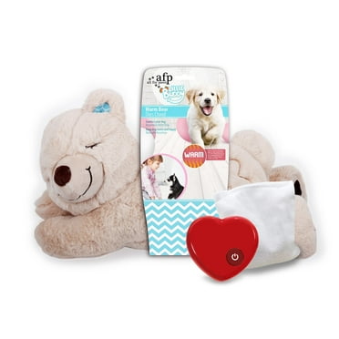 All For Paws Sleep Aid & Anxiety Relief Plush Toy with Heartbeat Sound and Heat Pack for Dog & Puppy, White Bear