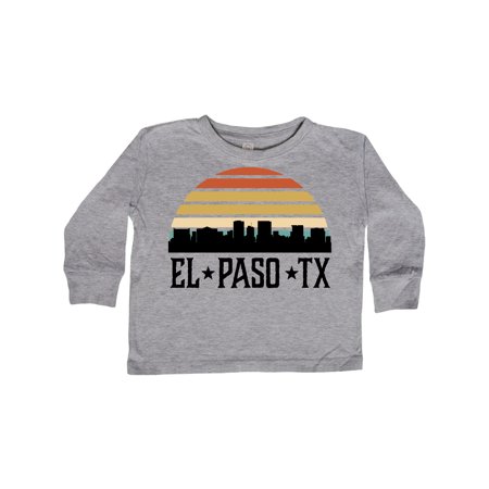 

Inktastic El Paso Texas Skyline Retro Gift Toddler Boy or Toddler Girl Long Sleeve T-Shirt