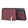 thumbnail image 4 of SaniMore for Samsung Galaxy S23 Plus 2023 Back Case with Zipper Card Pokcet Flip Wallet/Kickstand Shock Absorption Anti-fall Retro PU Leather Wear-resistant Shell For Samsung Galaxy S23 Plus, Winered, 4 of 9