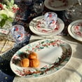 thumbnail image 2 of STP GOODS Christmas Wreath Porcelain Oval Serving Plate 15.6x11" (39.7x28 cm) Bone China Oval Serving Platter, Holiday Tableware, 2 of 7
