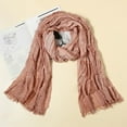 thumbnail image 2 of UTSJKR Winter Fall Mens Cotton Linen Crinkle Vintage Striped Casual Soft Scarf Fashion Solid Scarf Wrap Shawl Pink, 2 of 2