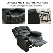 Bonzy Home Recliner Comfortable Arms and Back Faux Leather Single Reclining Chair Modern Sofa for Living Room Bedroom, Black
