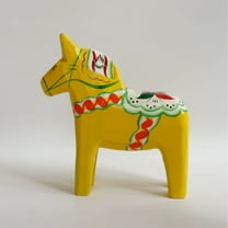 Solid Wood Dala Horse, Colorful Swedish Folk Art Decor, Hand-Painted Wooden Ornament for Home, Office, Bookshelf & Mantel Decoration