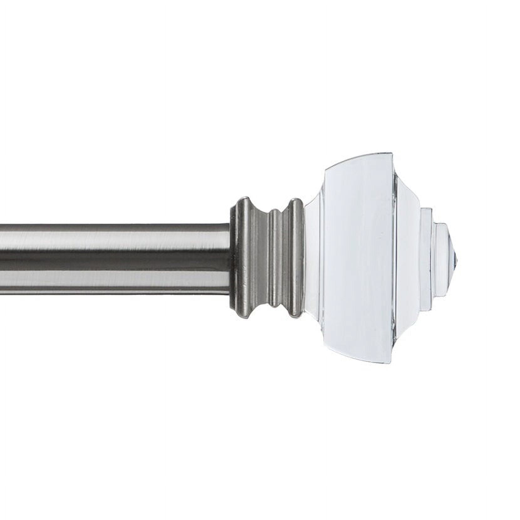 Lumi 1" Single Curtain Rod Set Brushed Nickel- Crystal Square  finials 72"-144" - Brushed Nickel