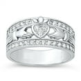 thumbnail image 2 of Claddagh Eternity Women's Engagement Rings 1.9 Ct Diamond 14K White Gold Over, 2 of 2