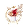 thumbnail image 4 of Decoración de cesta de flores de año Nuevo, adorno de , bayas rojas, accesorios de fotografía de arte del hierro para sala de estar, hogar Dorado perfecl Cesta China, 4 of 8