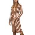 thumbnail image 2 of Puntoco Mujer Moda Color a juego Mangas largas Rayas Punto Cardigan Suelto tops Blusa Suéter Puntoco Puntoco-5130, 2 of 5