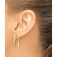 thumbnail image 4 of 10K Yellow Gold Satin & Diamond-Cut 3mm Round Hoop Earrings (25 X 25.15) Made In Peru 10tc289, 4 of 6