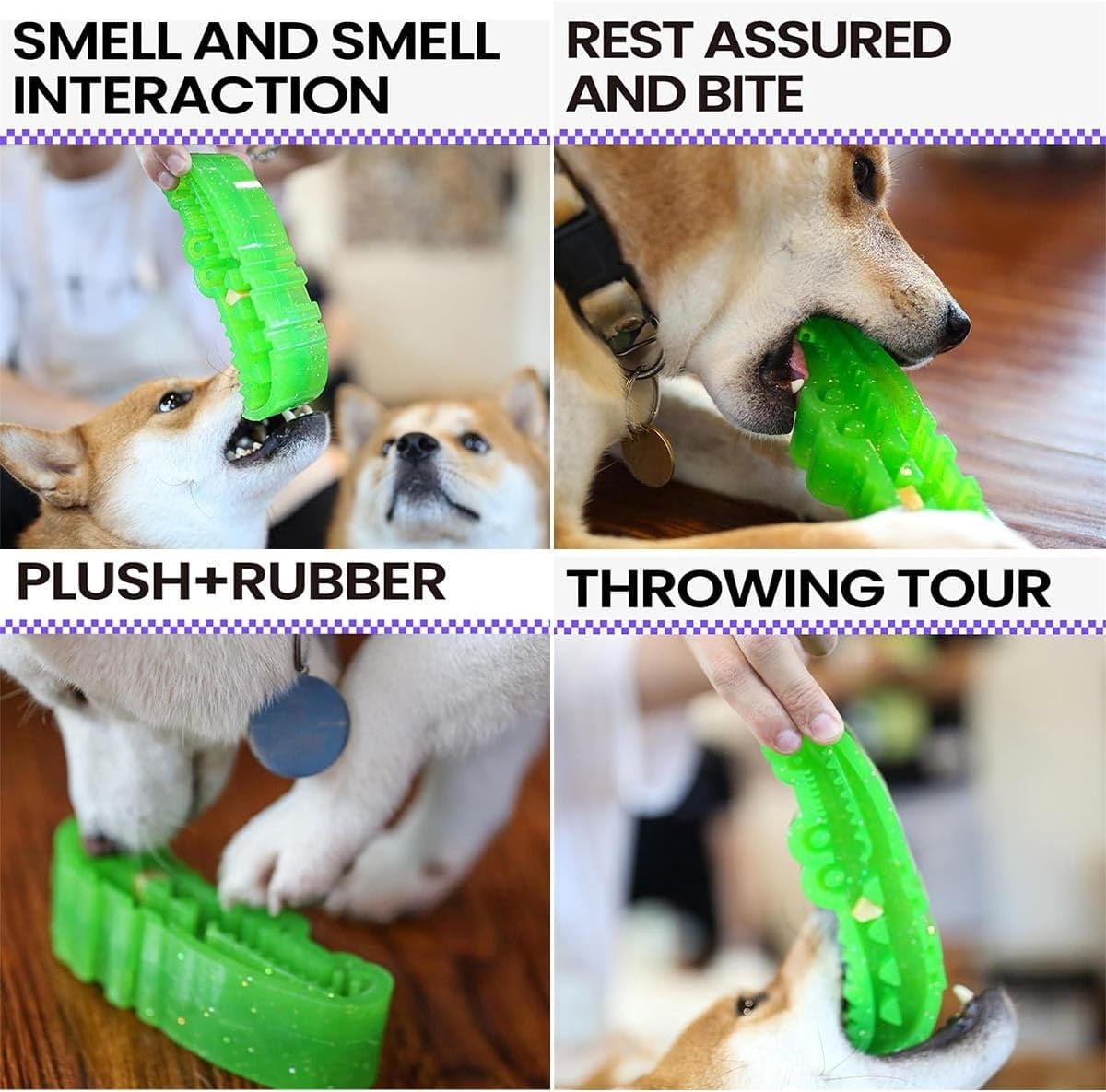 Slow Feed Chew and Fetch Crocodile Dog Slow Feeder Interactive Puzzle Toy Cute Chew Toys Alligator Treat Dispenser for Small Medium Large Dogs Tough Gator Bite and Brush Teeth Cleaning(L*2)