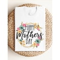 thumbnail image 3 of Floral Happy Mother’s Shirt Funny Mom Life Tee Mother’s Gift Cute Mama T-Shirt for Women Black White 100% Heavy Cotton Casual Comfort Wear S-XL, 3 of 8