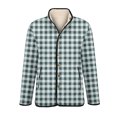 thumbnail image 5 of Wutalume Women's Floral Print Stand Up Collar Pleated Cotton Long Sleeved Button Cotton Jacket, Retro Check Pattern, Vintage Style, Perfect for Seasonal Fashion,Mint Green L, 5 of 5
