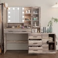 thumbnail image 3 of Zimtown Makeup Table with Mirror & Charging Station, Vanity Desk with 3 Lighting Modes & 4 Drawers, Dressing Table with Cabinet for Bedroom, Gray, 3 of 15