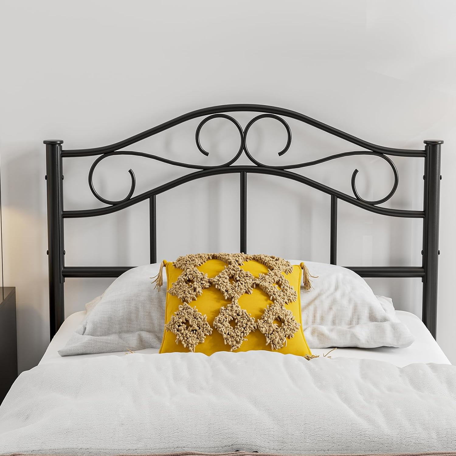 ARICOEASY Vintage Metal Twin Headboard with 7-Level Height Adjustment Design, Black