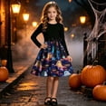 thumbnail image 5 of Mitankcoo Girls Halloween Dresses Long Sleeve Crew Neck Swing Midi Dress with Belt for Casual Wear 5-14Y, 5 of 8