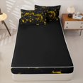 thumbnail image 4 of Erosebridal Glam Metallic Game Controller Zipper Queen Comforter Set with Fitted Sheet and 2 Pillowcases,Raised Cube Zipper Bedding Set,Golden Black,Black Reversible, 4 of 6