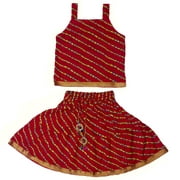 Chandrakala Kids Lehenga Choli Set for Girls Indian Traditional Striped Ethnic Wear Dress Skirt Tops-3-5 Years, Sky Blue (KL103SKY3)